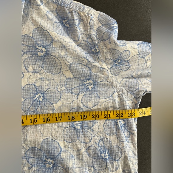 Robert Graham Men's Blue Floral Shirt Long Contrast Sleeve Linen Blend L - Picture 7 of 10